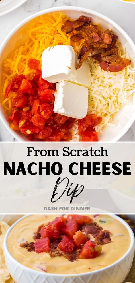 Whether you're looking for your next game day appetizer, or a hot dip recipe for your next party or potluck, this homemade Nacho Cheese Dip is the one for you. Made with simple ingredients like real cheese, butter, and milk, this from scratch Nacho Cheese sauce is great for serving with tortilla chips. No Velveeta needed! Cheese Dip With Shredded Cheese, Cream Cheese Nacho Dip, Home Made Queso Cheese Sauce, Nacho Cheese Sauce No Velveeta, Fun Dip Recipes, Cheese Whiz Dip, Nacho Queso Recipe, Nacho Cheese Recipe Velveeta, Cheese Dip No Velveeta