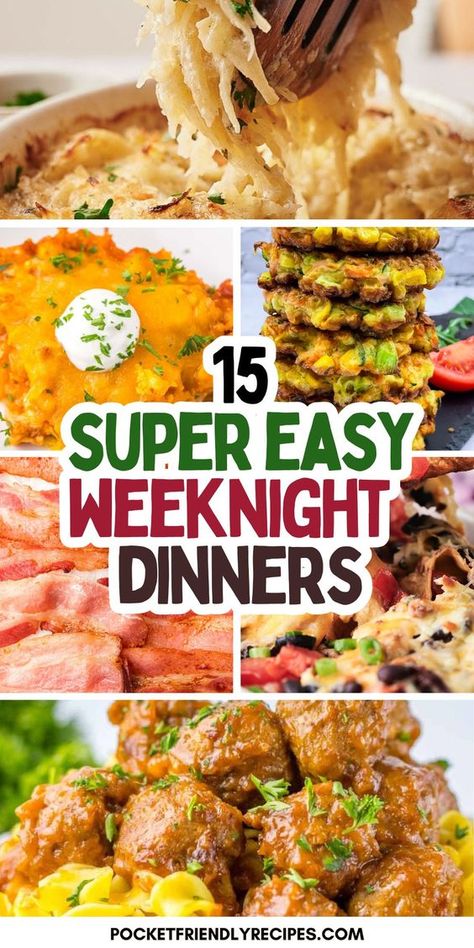 Looking for easy meals that won’t stress you out? These 15 No Brainer Weeknight Recipes are perfect for busy evenings when time is short! With a variety of delicious dinner options, you can whip up a satisfying dinner without the hassle. From quick pastas to one-pan wonders, these recipes will have your family asking for seconds. Save this weeknight dinners collection for your next meal planning session! Dinner Tonight Easy, Easy Weeknight Recipes, Slow Cooker Salisbury Steak, Spring Meals, Lazy Dinners, 5 Ingredient Dinners, Weeknight Recipes, Favorite Recipes Dinner, Fast Dinners