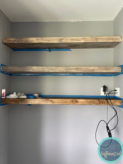 The Easy Way to Build Floating Shelves - Upright and Caffeinated Diy Industrial Floating Shelves, Adhesive Floating Shelves, Distressed Floating Shelves, Floating Shelves Over Refrigerator, Floating Shelves For Heavy Items, Rustic Wooden Floating Shelves, Fake Floating Shelves, How To Mount Floating Shelves, Wide Floating Shelves