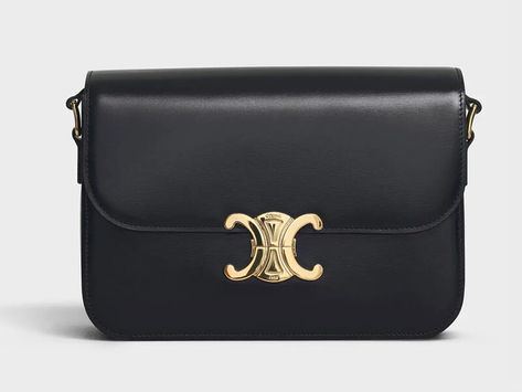 Click here to check out the latest prices… Classique Triomphe Bag, Celine Triomphe Bag, Triomphe Bag, Celine Triomphe, Glam Slam, Hedi Slimane, Next Fashion, Trending Handbag, Celine Bags