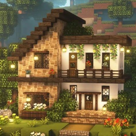 Minecraft House Cottagecore Tiny House, Minecraft Cottage House, Minecraft Build House, Odyssey Art, Modern House Minecraft, Modern Minecraft Houses, Minecraft House Ideas, Cottage Core Minecraft House, Minecraft Houses Survival