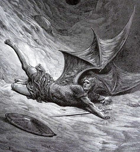 Paul Gustave Louis Christophe Doré Illustrations for John Milton's Paradise Lost Gustavo Dore, Milton Paradise Lost, Paradise Lost, Gustave Dore, Biblical Art, British Library, Fallen Angel, Dark Art, Dark Aesthetic