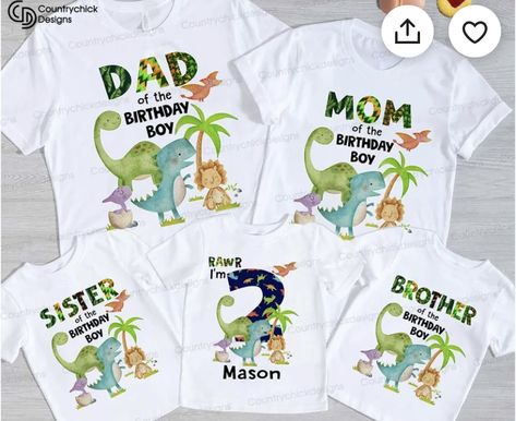 Baby Dinosaur Party, Dinosaur Shirts, Dinosaur Birthday Cakes, Boys 1st Birthday Party Ideas, Dinosaur Outfit, Baby Boy First Birthday, Custom Birthday Gifts, Brother Birthday, Dinosaur Shirt