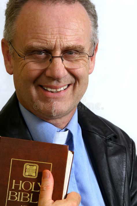 Smiling Pastor. Man dressed as a Pastor in a leather coat holding his bible #Sponsored , #Sponsored, #ad, #Pastor, #dressed, #holding, #Man Pastor Photoshoot, Holding Bible, Usa Pictures, Black Beard, Modern Graphic Art, Scammer Pictures, Man Of God, King David, Rock Of Ages