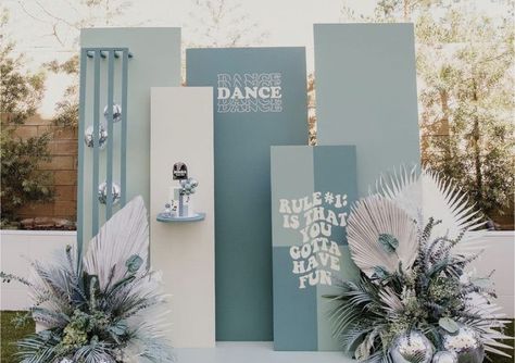 Bar Trailer, Acrylic Place Cards, Dance Dance Dance, Wedding Backdrop Design, Event Backdrop, Custom Balloons, Photo Corners, Backdrop Design, Shades Of Turquoise