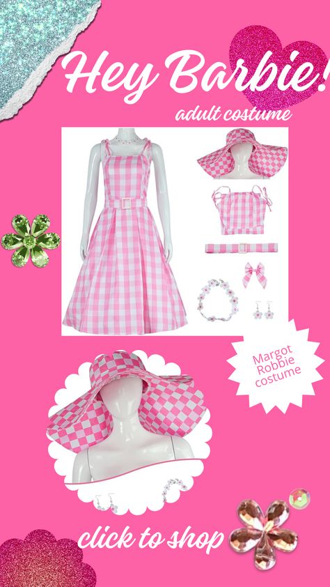 Catch the thrend with this Barbie costume. Great idea for Halloween! Pink Gingham Dress, Movie 2023, Barbie Costume, Costume For Halloween, Woman Movie, Pink Gingham, Gingham Dress, Margot Robbie, Costume Outfits