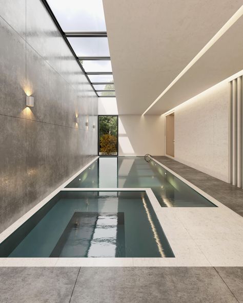 Reza Mohtashami, Indoor Swimming Pool Design, Indoor Pool Design, Piscina Interior, Indoor Swimming Pool, Modern Villa Design, Concrete Home, Black Brick, Indoor Swimming