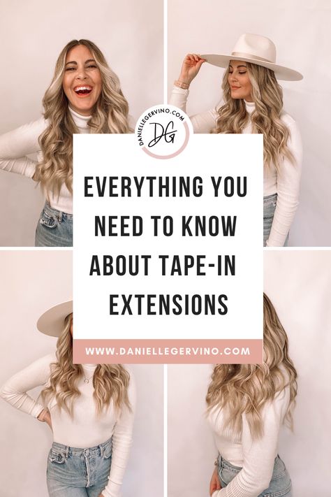 Tape-In hair extensions Q&A and everything you need to know | #hairextensions #blondebalayage #balayage #tapeinextensions Hairstyles To Do With Tape In Extensions, Wedding Hair With Tape In Extensions, Where To Place Tape In Hair Extensions, Tape In Hair Extensions Before And After Short Medium Lengths, Fine Hair With Extensions, How To Style Hair With Tape Extensions, How To Take Care Of Tape In Extensions, Bellami Tape In Hair Extensions, Before And After Tape In Extensions