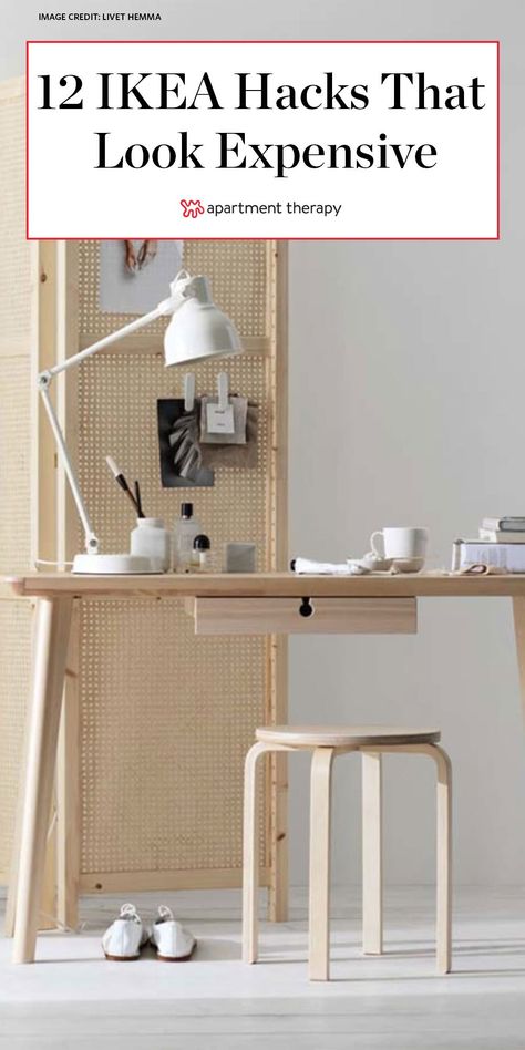 This budget-friendly IKEA hacks look way more expensive than they cost to DIY. #diyprojects #ikea #ikeahacks #ikeaideas #ikeafurniture #diyideas #budgetfriendly Japandi Ikea, Ikea Office Hack, Expensive Apartment, Japanese Apartment, Minimalist Furniture Design, Small Apartment Interior, Garden Decor Diy, Garden Decor Ideas, Look Expensive