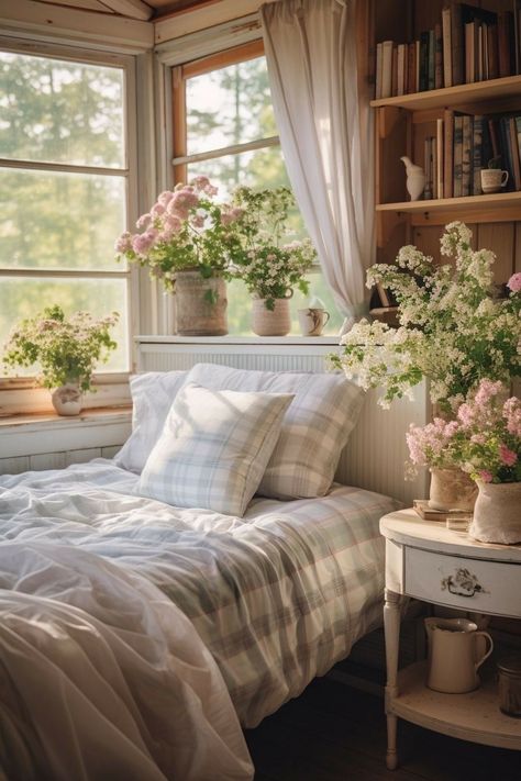 Cottage House Bedroom, Cosy Cottage Bedroom, Cozy Cottage House, Groovy Decor, Cozy Cottage Bedroom, Future Farmhouse, Cosy Cottage, Turtle Dove, Peaceful Place