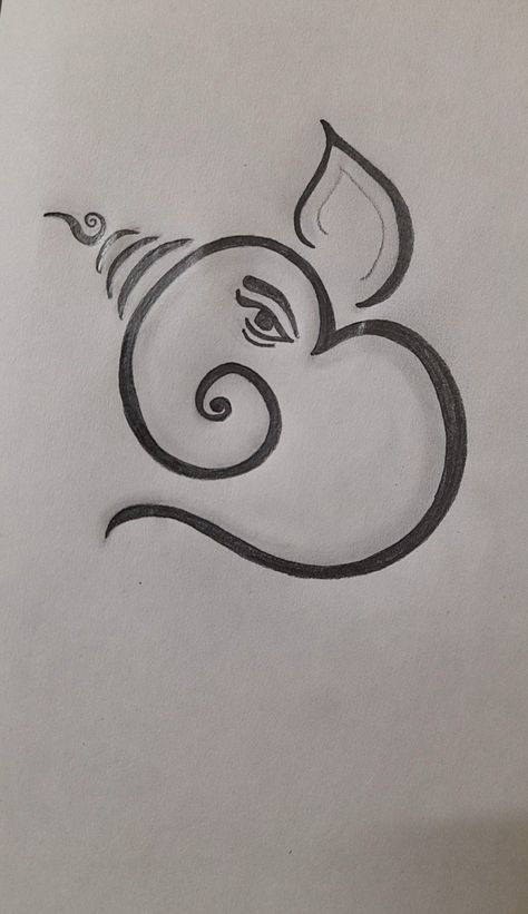 Ganesha Symbol pencil drawing ✏ Ganesh Ji Outline Drawing, Ganesha Sketch Pencil Simple, Shree Ganesh Drawing, Ganesha Sketch Pencil Easy To Draw, Ganesh Doodle Art, Bappa Drawing Easy, God Drawing Hindu Easy, Drawing Of Ganesh Ji, Ganesh Drawing Simple