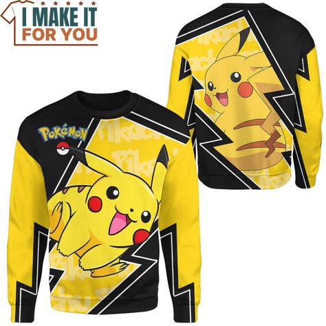 Pokemon Pikachu Classic Sweatshirt, Unique Presents for the Stylish Pokemon Lover Check more at https://imakeitforyou.com/product/pokemon-pikachu-classic-sweatshirt-unique-presents-for-the-stylish-pokemon-lover/ Green Bay Packers Gifts, Stitch Hoodie, One Piece Shirt, Hoodie Cartoon, Nfl Gifts, Zoro Nami, Pikachu Plush, Christmas Look, Pokemon Anime