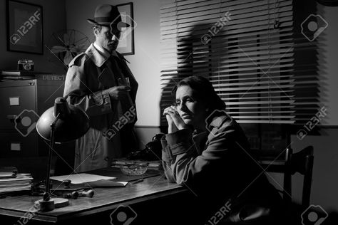 Noir Detective Office, Detective Office, Film Noir Photography, Classic Film Noir, Noir Detective, Detective Aesthetic, Neon Noir, Private Eye, Neo Noir