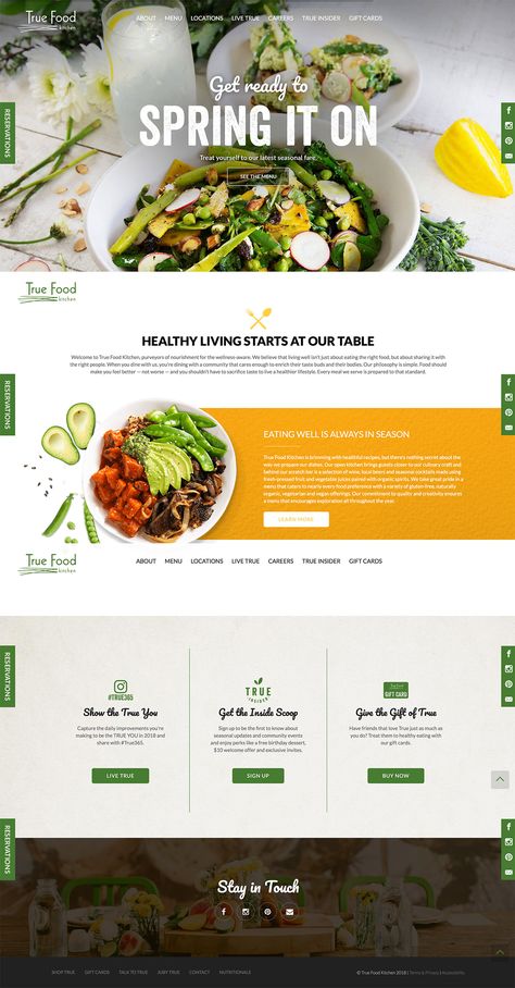 Статика Fresh Website Design, Healthy Menu Design, Food Website Design Inspiration, Website Branding Design, Food Website Design, Dessert Restaurant, True Food Kitchen, Restaurant Website Design, Food Web Design