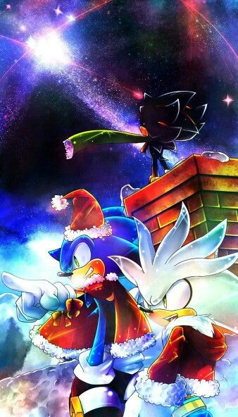 Merry Christmas, Sonic, Shadow, Silver, Santa outfits, snow, winter; Sonic the Hedgehog Sonic Shadow, Hedgehog Christmas, Shadow Sonic, Shadow And Amy, Hedgehog Movie, Silver The Hedgehog, Sonic And Amy, Blue Hedgehog, Sonic Franchise