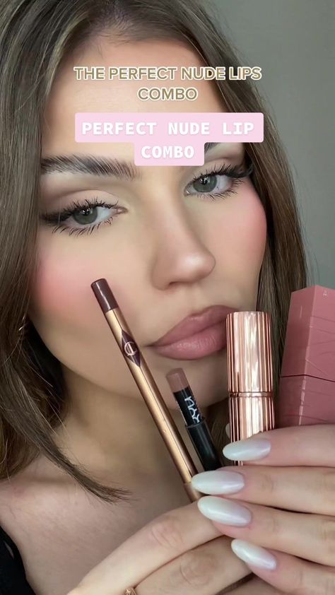 makeupbyarlinda on TikTok Lips Combo, Nude Lip Makeup, Glossy Lips Makeup, Maquillage On Fleek, Lipstick Hacks, Lipstick Tutorial, Lip Tutorial, Kylie Jenner Lipstick, Lip Makeup Tutorial