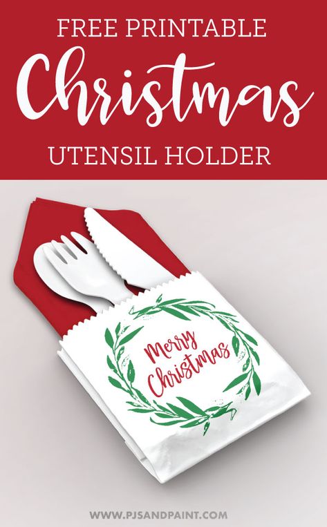 Printable Christmas Utensil Holder – Free Printable Christmas Utensil Holder Diy, Christmas Silverware Holder Diy, Christmas Cutlery Holders Diy, Utensil Holder Ideas For Party, Utensil Holder Diy, Christmas Utensil Holder, Placemat Crafts, Utensils Holder Diy, Diy Utensil Holder