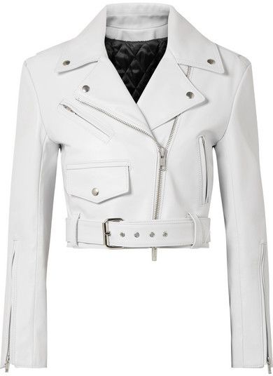 #ad #CommissionLink CALVIN KLEIN 205W39NYC - Cropped Leather Biker Jacket - White $2800 White Leather Jackets, White Moto Jacket, Jackets Cropped, White Cropped Jacket, White Coats, Cropped Biker Jacket, White Motorcycle, Cropped Jackets, Cropped Moto Jacket