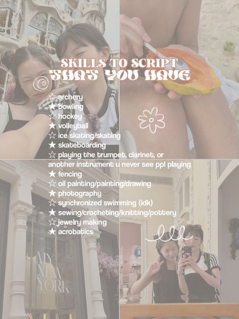 Reality Shifting Script Ideas, Skills And Talents List, Skills To Script In Your Dr, Skills To Script Shifting, Talents To Script, Dr Shifting Script Template, Notion Shifting Script, Hobbies To Script, Traits To Script