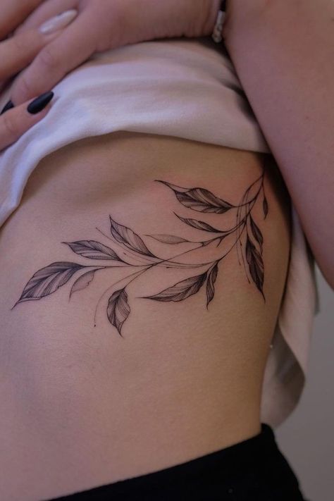 Underboob Tattoo Ideas, Leaf Tattoo Ideas, Underboob Tattoos, Sternum Tattoos, Underboob Tattoo Designs, Stomach Tattoos Women, Rib Tattoos For Women, Leaf Tattoo, Underboob Tattoo