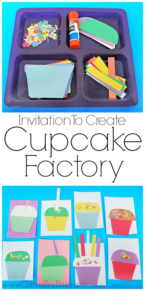 Invitation To Create, Cupcake Factory, Fine Motor Development, Kraf Kertas, Motor Development, Daycare Crafts, Toddler Snacks, Toddlers And Preschoolers, Creative Craft