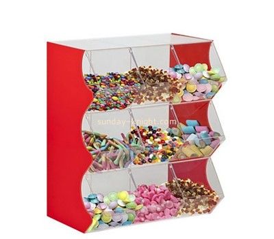 Perspex display supplier custom acrylic candy display bins with dividers FSK-213 Lego Display Case, Sweet Stand, Museum Display Cases, Wooden Display Cabinets, Sweet Display, Cake Displays, Funko Pop Display, Lego Display, Candy Display