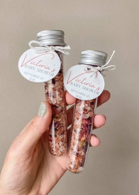 Bath Salt Favors, Salt Favors, Baby Shower Party Favors Girl, Baby Shower Favor Ideas, From My Shower To Yours, My Shower To Yours, Best Baby Shower Favors, Baby Shower Favours For Guests, Baby Shower Gifts For Guests