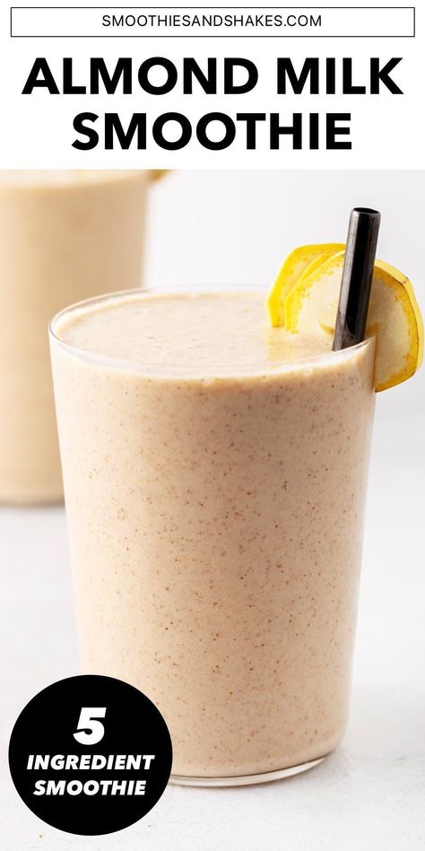 See how easy it is to make an almond milk smoothie with only 4 ingredients. It’s a filling, nutritious drink that’s ready in just 5 minutes. #almondmilksmoothie #almondsmoothie #smoothierecipes #healthysmoothies #vegansmoothies Banana Almond Milk Recipes, Almond Shake Recipes, Drink Recipes With Almond Milk, Healthy Smoothies With Almond Milk, Protein Shakes With Almond Milk, Almond Milk Smoothie Recipes Healthy, Almond Milk Shake Recipes, Drinks To Make With Almond Milk, Almond Smoothie Recipes