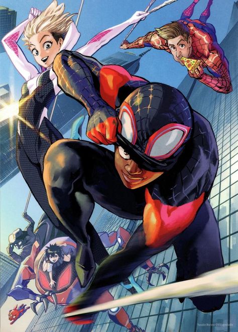 Spider-man: Into the Spider-verse by Yusuke Murata Yusuke Murata, Kabir Singh, Image Spiderman, Miles Morales Spiderman, Into The Spider Verse, One Punch Man Manga, Spiderman Artwork, Marvel Spiderman Art, Verse Art