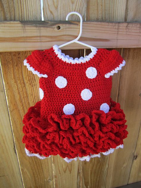 Ravelry: Minnie Mouse Dress and Ears pattern by Julie Robertson Mouse Crochet, Minnie Mouse Shoes, Handmade Girls Dress, Minnie Mouse Outfits, Mouse Dress, Baby Frock Pattern, Frock Patterns, Minnie Mouse Dress, Easy Crochet Patterns Free