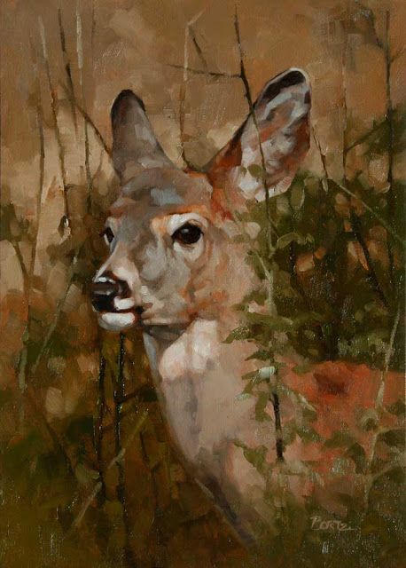 BortzArt Deer Oil Painting, Dear Watercolor, Painting Ideas On Canvas Animals, Deer Art Painting, Deer Paintings, Contemporary Wildlife Art, Deer Sketch, Animal Paintings Acrylic, Deer Artwork