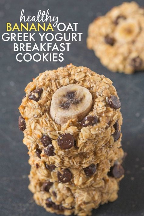 Yogurt Cookies Cookies With Greek Yogurt, Banana Oat Breakfast, Oat Breakfast Cookies, Greek Yogurt Cookies, Yogurt Cookies, Greek Yogurt Oatmeal, Greek Yogurt Breakfast, Banana Oat Cookies, Oat Breakfast