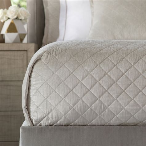 Chloe Quilted Ivory Velvet 96x98 Queen Coverlet Chloe King, Ivory Bedding, European Pillows, Cal King Bedding, Velvet Quilt, California King Bedding, Velvet Bed, King Pillows, Quilted Coverlet