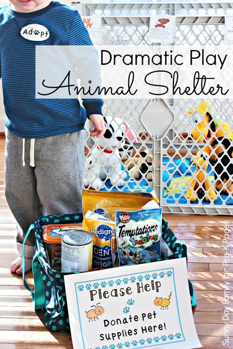 Animal Shelter Dramatic Play - teaching about animal care through dramatic play! Animal Shelter Crafts, Prop Box Ideas, Animal Shelter Logo, Pretend Play Area, Animal Shelter Quotes, Create Your Own Animal, Animal Shelter Donations, Animal Shelter Fundraiser, Animal Shelter Design