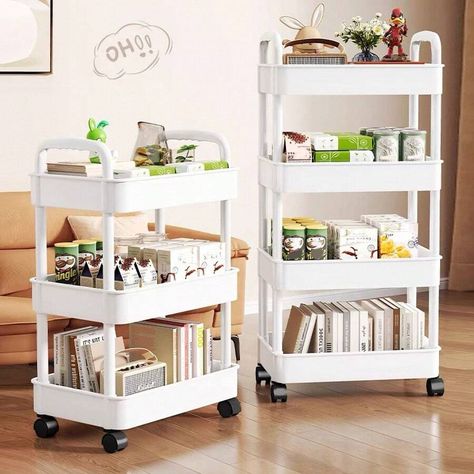 1pc Multi-Level Small Trolley Storage Rack With Wheels For Bedroom, Bedside, And Bathroom - Removable Cart For Home Organization And Storage Bedroom Trolley, Trolley Storage, Movable Storage, Kitchen Storage Shelves, Storage Trolley, Secret Storage, Bathroom Storage Racks, Snack Storage, Kitchen Storage Rack