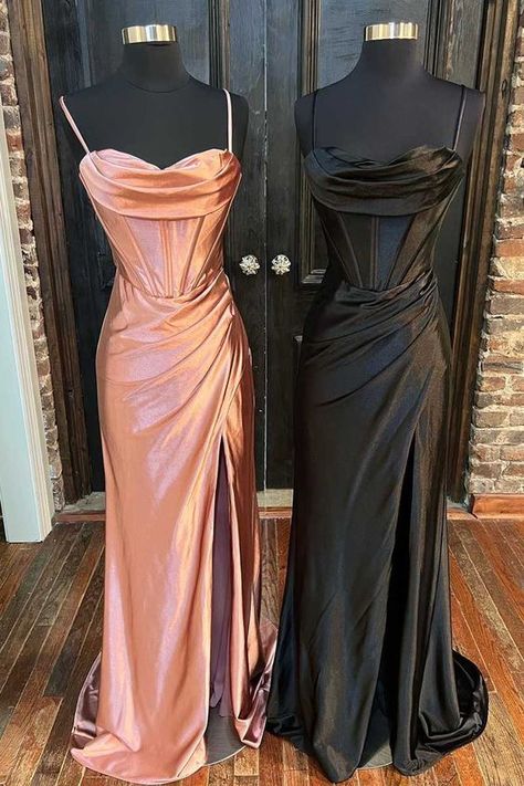 Event Dresses Elegant Short, Outfits Vestidos Largos, Dinner Dance Dresses, Diy Formal Dress, Long Formal Dresses Elegant, Satin Dress Pattern, Outfit For Prom, Peach Formal Dress, Event Dresses Elegant