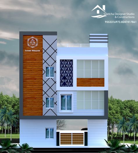 G+1 House Elevation Indian East Facing, Elevation Designs For House, Stone Cladding Exterior, Small House Design Architecture, Single Floor House Design, Front Elevation Design, House Architecture Styles, Front Wall Design, Room Tv Unit