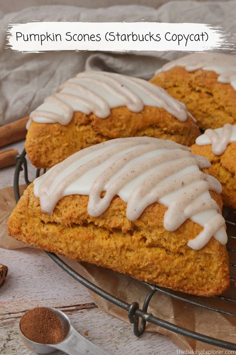 Starbucks Pumpkin Scones, Plain Scones, Frozen Pumpkin, Uk Food, Pumpkin Scones, Copycat Starbucks Recipes, Food Blogging, Pumpkin Spice Cake, Starbucks Pumpkin