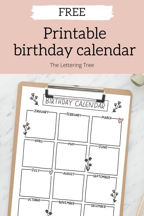 Print out your own birthday calendar and get yourself organised with the birthdays and anniversaries coming up. This hand drawn birthday calendar is a lovely way to record the birthdays or your friends and family and mean you never have to miss a birthday again. If you love printable planners, you’ll love this free birthday calendar! Birthday Calendar Ideas, Printable Birthday Calendar, Family Notebook, Birthday Planner, Birthday Tracker, Birthday Reminder, Belated Birthday Card, Get Organised, Monthly Planner Printable