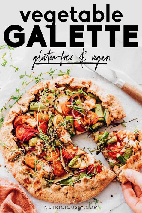 Savory Vegetable Galette (Vegan & Gluten-Free) Vegetable Galette, Vegan Ricotta, Rustic Recipes, Vegan Grilling, Vegan Gluten Free Recipes, Vegan Meal Prep, Flaky Crust, Vegan Meal, Vegan Pizza