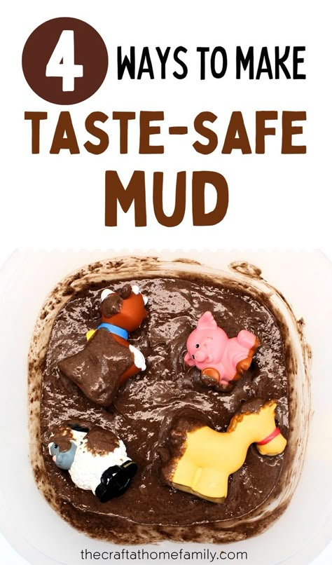 Mud Recipe, Edible Sensory Play, Farm Sensory Bin, Farm Animals Preschool, Sensory Play Toddlers, Farm Animals Activities, Toddler Sensory Bins, Pig In Mud, Diy Edible