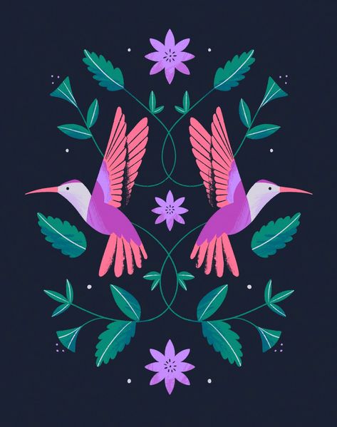 Hummingbird by Irene Neyman on Dribbble Hummingbird Illustration Design, Hummingbird Graphic, Hummingbird Illustration, Commercial Illustration, الفن الرقمي, Print Design Art, Academic Art, Summer Illustration, Event Poster Design