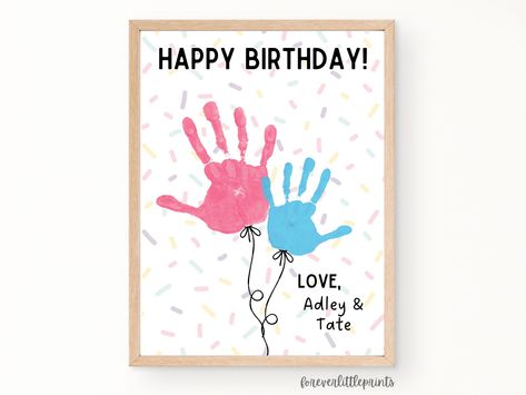 Handprint Birthday Card, Balloons Art, Handprint Keepsake, Grandma Birthday Card, Happy Birthday Dad, Handprint Craft, Handprint Crafts, Birthday Crafts