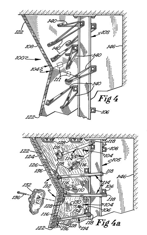 Patent US7572207 - Climbing wall structure and method of construction - Google Patents Wall Structure, Bouldering Wall, Flash Ideas, Wall Climbing, Angle Iron, Art Walls, Climbing Gym, Recreation Centers, Climbing Wall