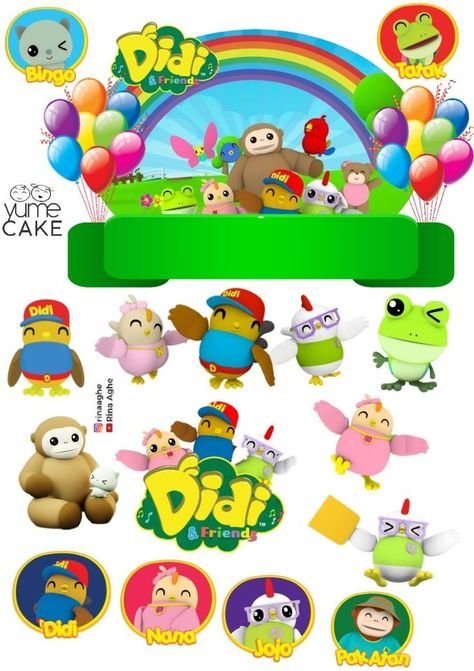 Topper Didi And Friends Birthday, Didi And Friends Topper, Didi And Friends Cake Topper Printable, Didi And Friends Wallpaper, Topper Cake Printable, Friends Wallpaper Aesthetic, Didi And Friends, Happy Birthday Didi, Toper Cake