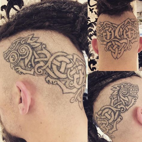 Celtic Head Tattoo, Nordic Head Tattoo, Viking Head Tattoo, Norse Art, Scalp Tattoo, Viking Head, Pagan Tattoo, Scandinavian Tattoo, Arte Viking