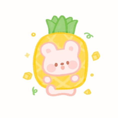 Pineapple Drawing, Pineapple Sticker, Cute Pineapple, Cute Little Drawings, Cute Food, Animal Drawings, Cartoon Art, Cute Cartoon, Cute Drawings