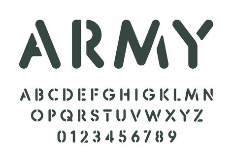 Army Letters, Stencil Lettering, Stencil Letters, Spray Paint Stencils, Paint Stencil, Vector Typography, Stencil Font, Alphabet Font, Number Stencils