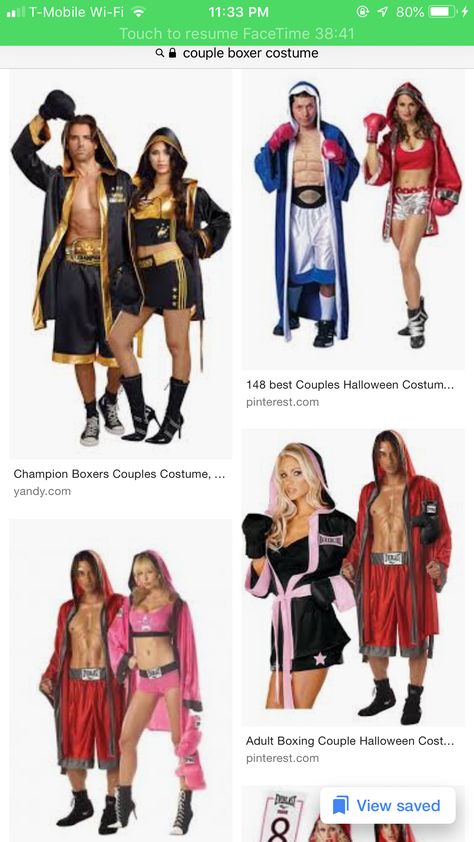 Boxers Couples Costume, Boxing Couple Costume, Boxer Halloween Costume Couple, Boxer Couple Costume, Boxer Halloween, Boxer Costume, Costumes College, Box Costumes, Couple Costume