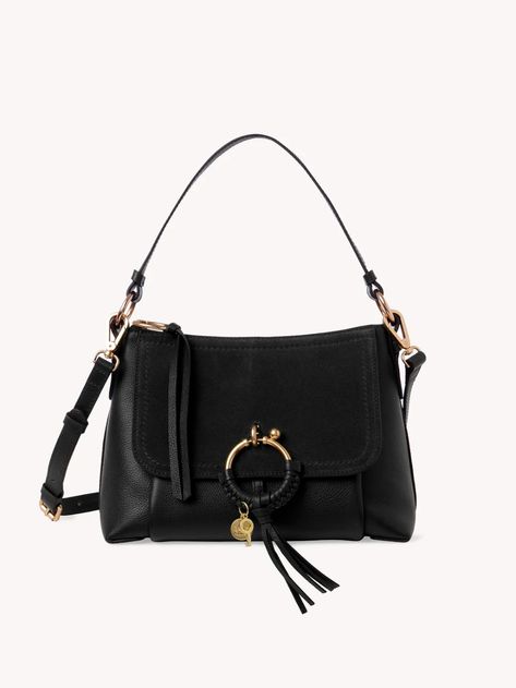 Shoulder bag Chloe Crossbody Bag, Small Cross Body Bag, Joan Smalls, Leather Saddle Bags, Small Crosses, Black Leather Bags, Green Marble, See By Chloe, Day Bag